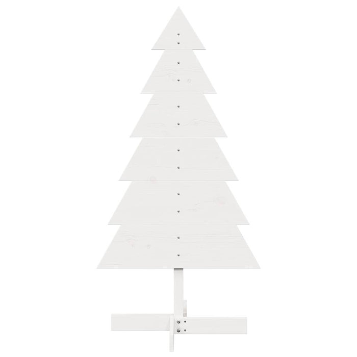 Albero di Natale Decorativo Bianco 120cm Legno Massello di Pino 858190