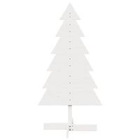 Albero di Natale Decorativo Bianco 120cm Legno Massello di Pino