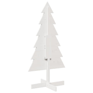 Albero di Natale Decorativo Bianco 120cm Legno Massello di Pino 858190