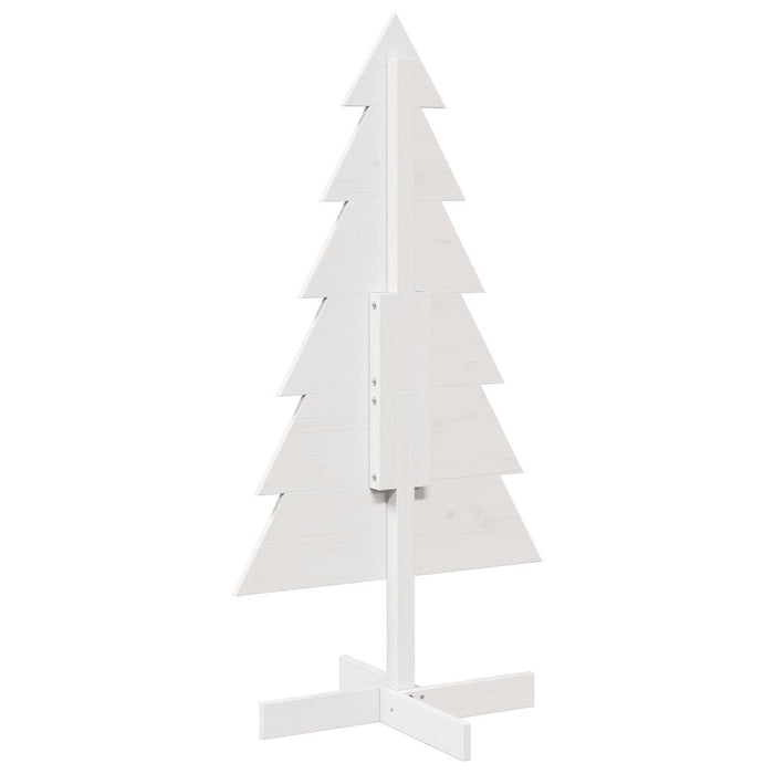 Albero di Natale Decorativo Bianco 120cm Legno Massello di Pino 858190