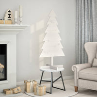 Albero di Natale Decorativo Bianco 120cm Legno Massello di Pino 858190