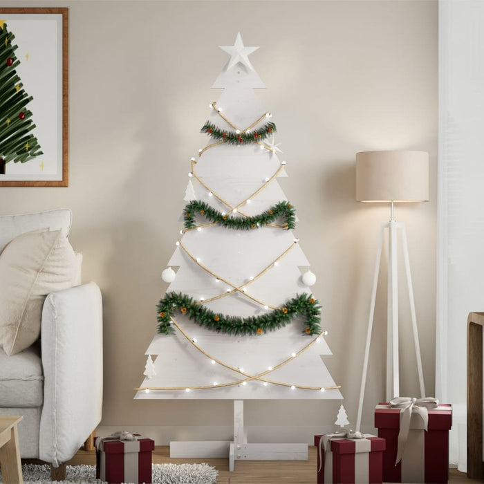 Albero di Natale Decorativo Bianco 150 cm in Legno di Pino 858193
