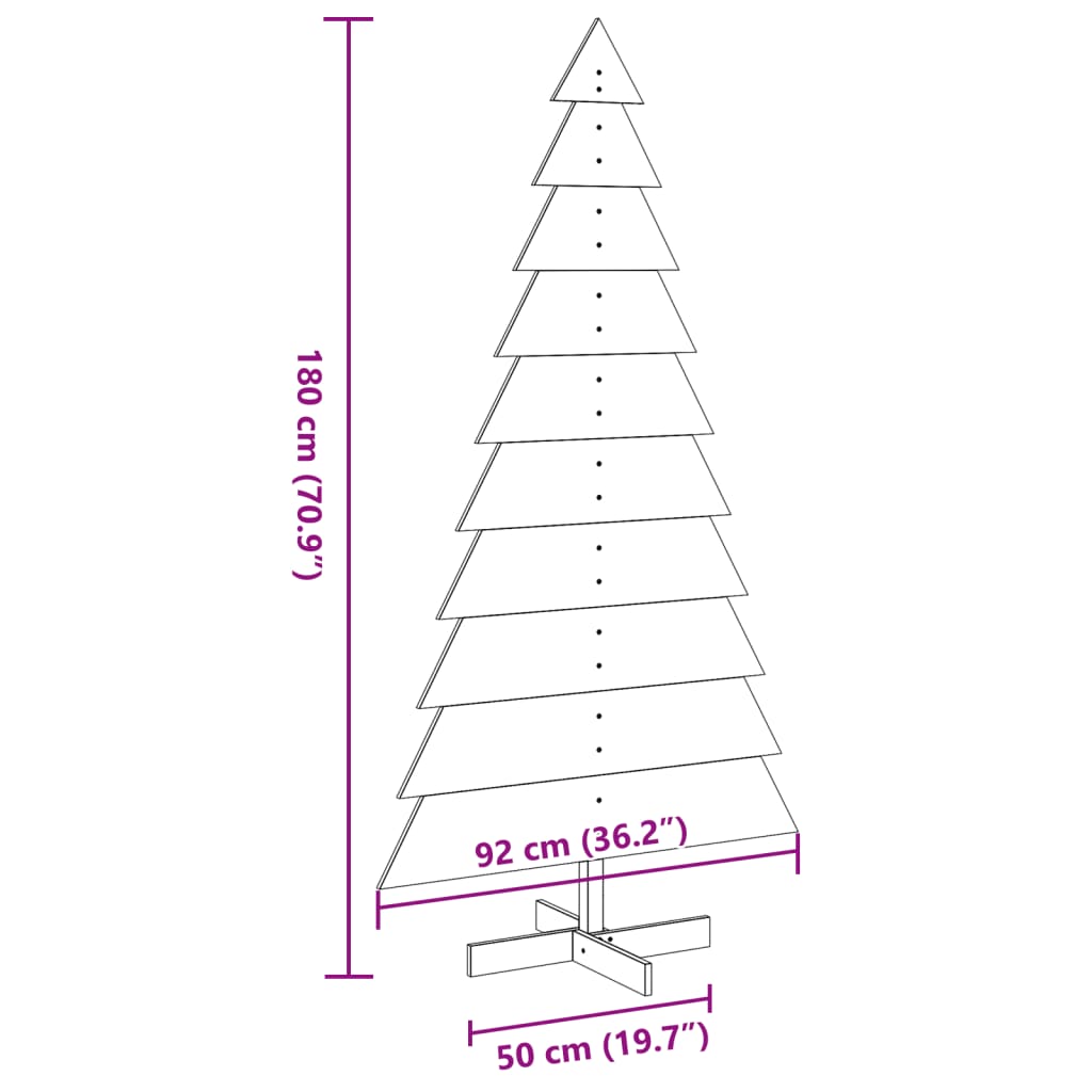 vidaXL Albero di Natale Decorativo in Legno 180 cm Legno Massello Pino