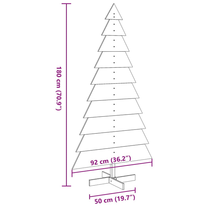vidaXL Albero di Natale Decorativo in Legno 180 cm Legno Massello Pino