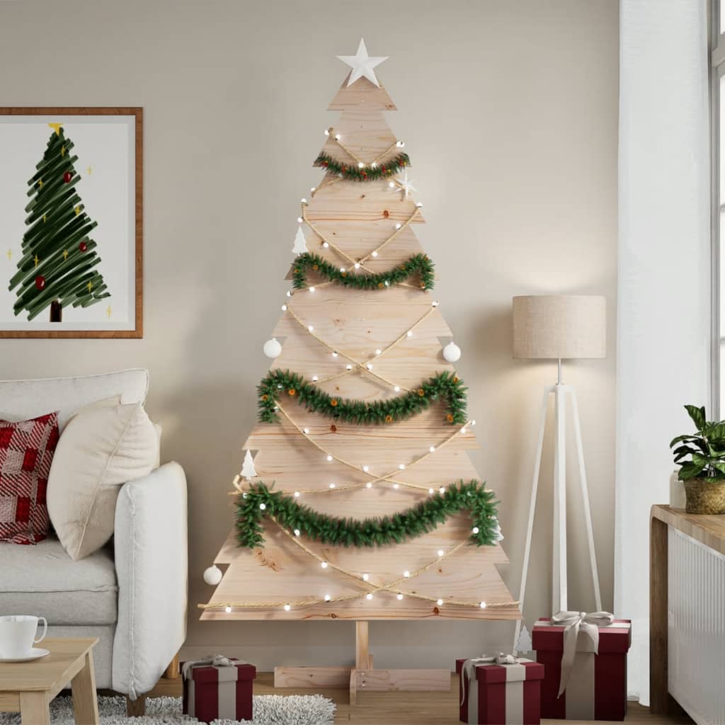 vidaXL Albero di Natale Decorativo in Legno 180 cm Legno Massello Pino