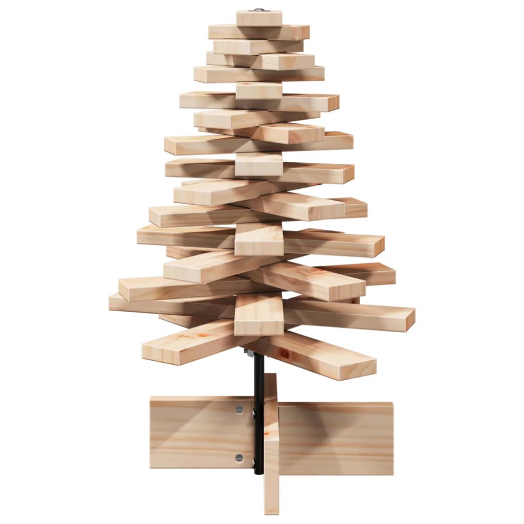 Albero di Natale Decorativo in Legno 60 cm Legno Massello Pino