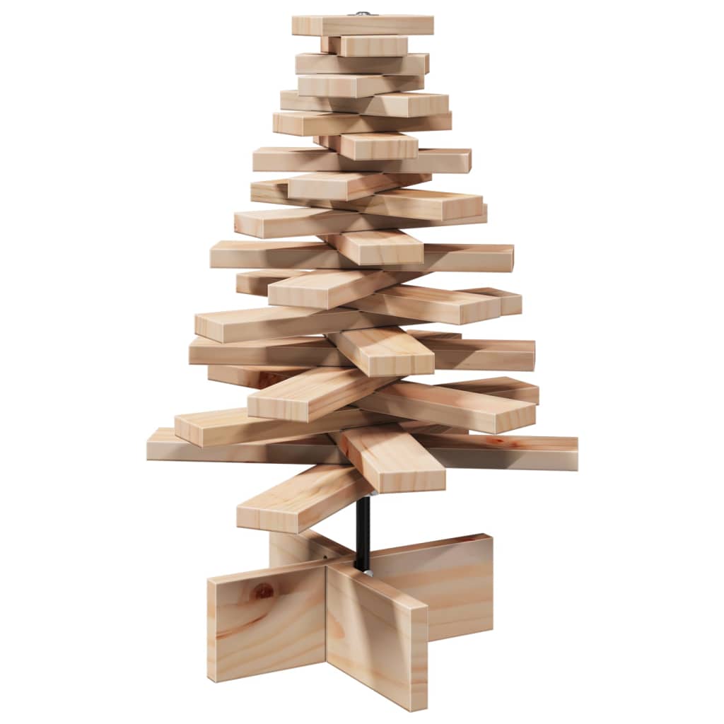 Albero di Natale Decorativo in Legno 60 cm Legno Massello Pino 858198