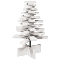 Albero di Natale Decorativo Bianco 60 cm Legno Massello di Pino