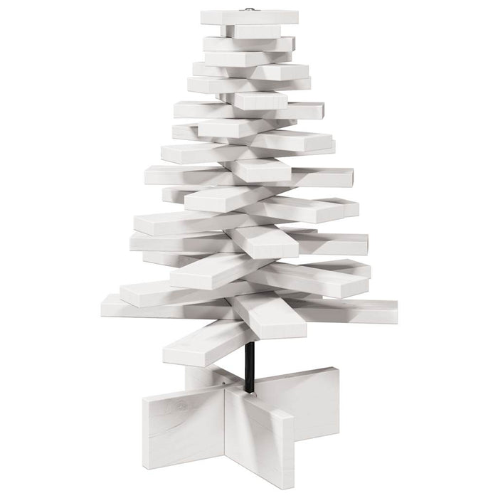 Albero di Natale Decorativo Bianco 60 cm Legno Massello di Pino