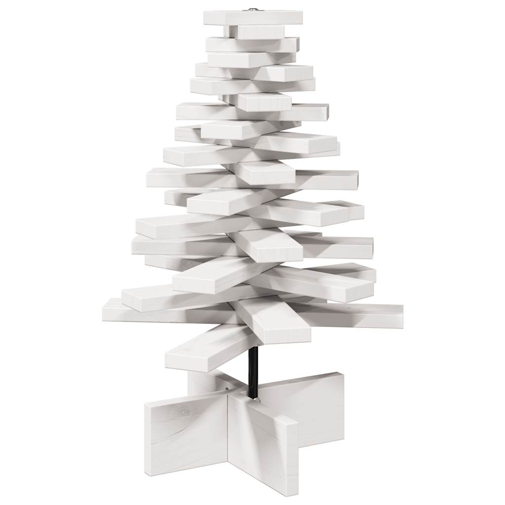 Albero di Natale Decorativo-Decorazioni natalizie Bianco 60 cm Legno Massello di Pino
