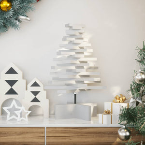 Albero di Natale Decorativo Bianco 60 cm Legno Massello di Pino 858199