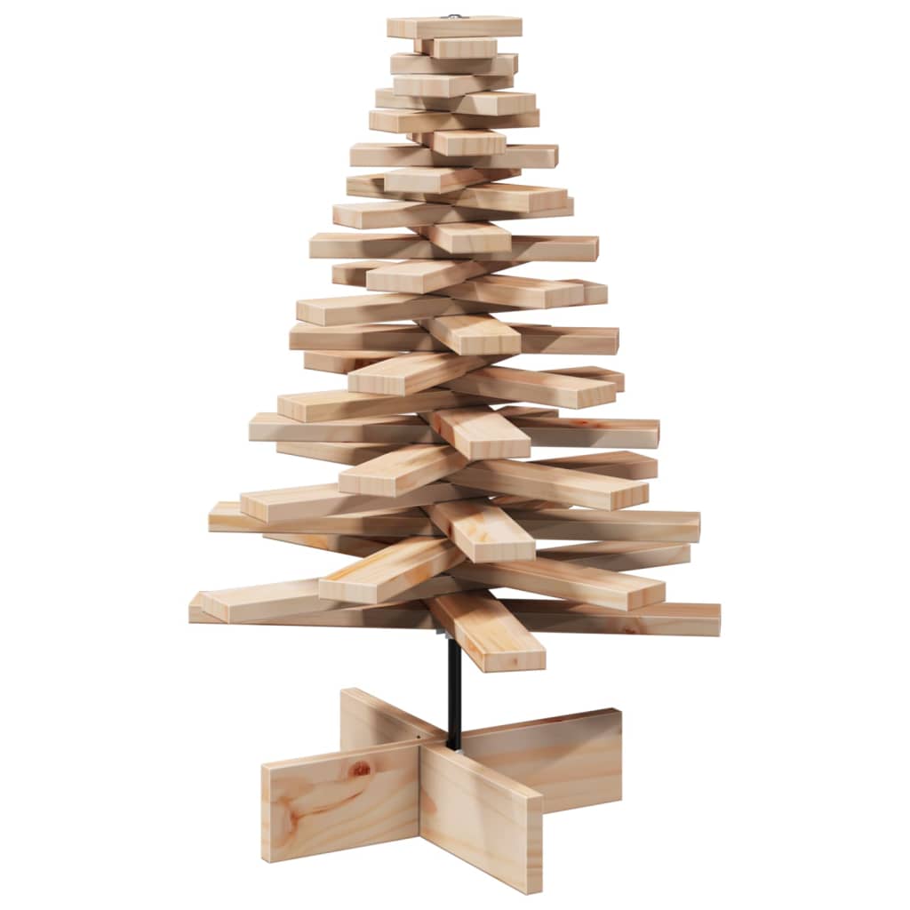 Albero di Natale Decorativo in Legno 80 cm Legno Massello Pino 858201