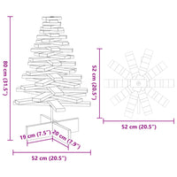 Albero di Natale Decorativo in Legno 80 cm Legno Massello Pino 858201