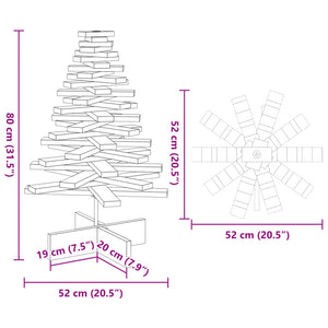 vidaXL Albero di Natale Decorativo in Legno 80 cm Legno Massello Pino