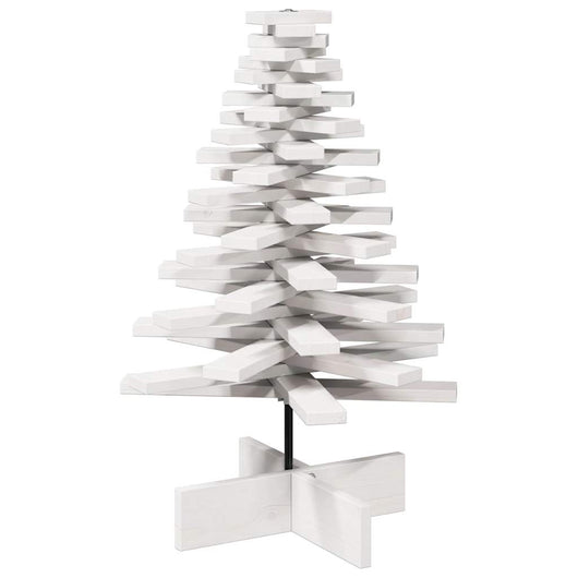 Albero di Natale Decorativo Bianco 80 cm Legno Massello di Pino 858202