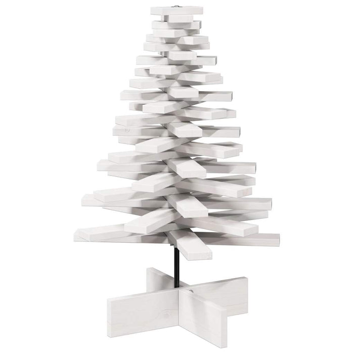 Albero di Natale Decorativo Bianco 80 cm Legno Massello di Pino 858202