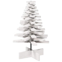 Albero di Natale Decorativo Bianco 80 cm Legno Massello di Pino
