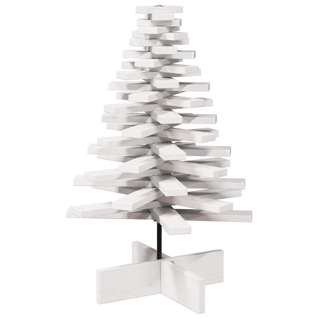 Albero di Natale Decorativo-Decorazioni natalizie Bianco 80 cm Legno Massello di Pino