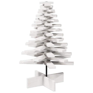 Albero di Natale Decorativo Bianco 80 cm Legno Massello di Pino 858202