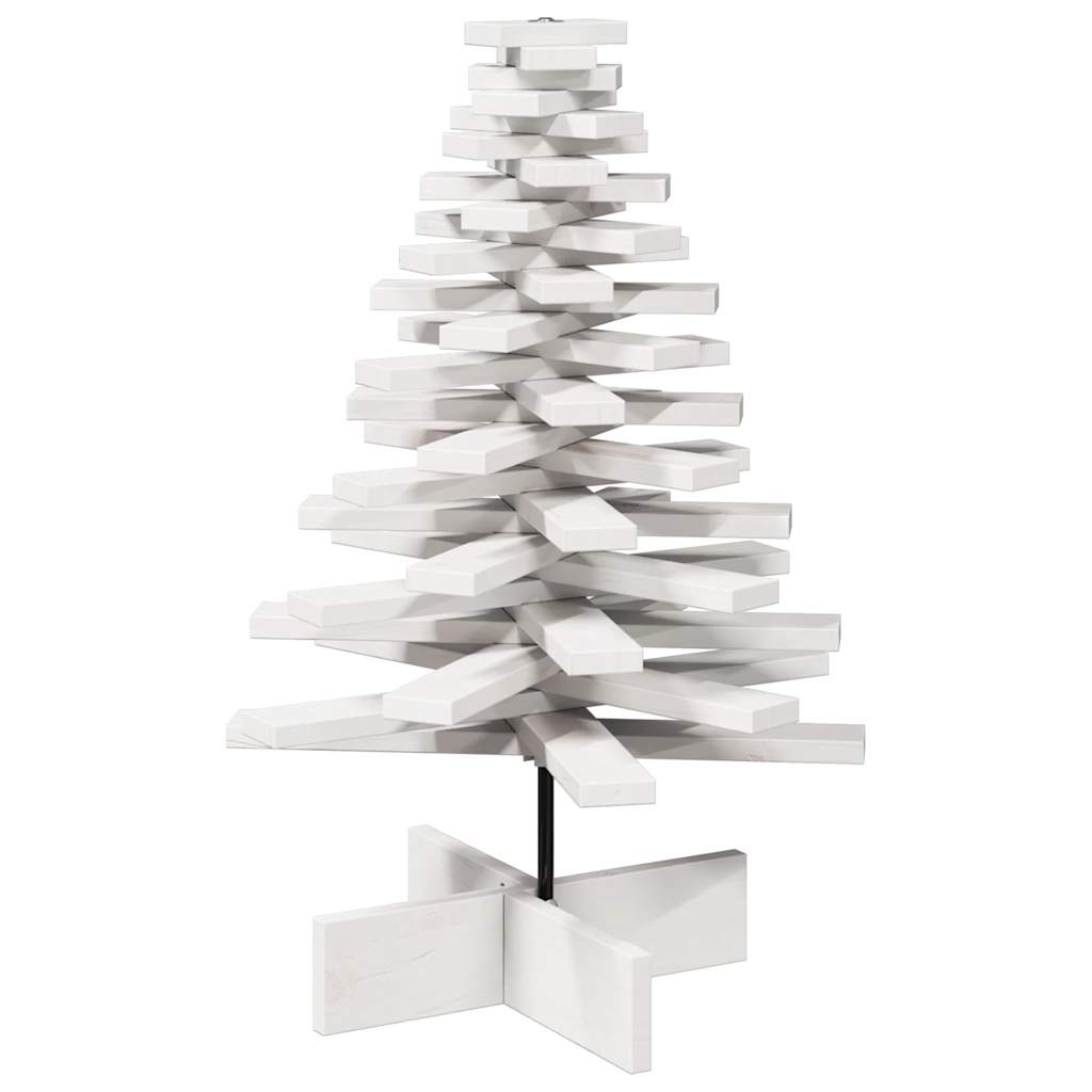 Albero di Natale Decorativo-Decorazioni natalizie Bianco 80 cm Legno Massello di Pino