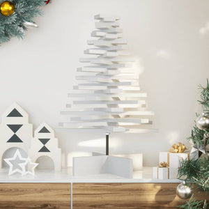 Albero di Natale Decorativo Bianco 80 cm Legno Massello di Pino 858202