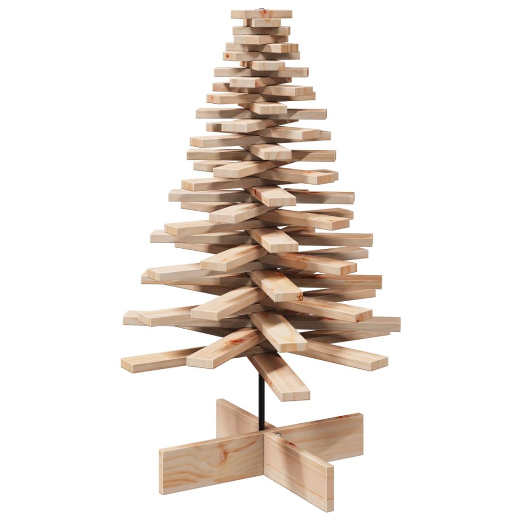 Albero di Natale Decorativo in Legno 100 cm Legno Massello Pino 858204