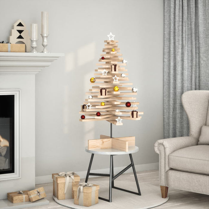Albero di Natale Decorativo in Legno 100 cm Legno Massello Pino 858204
