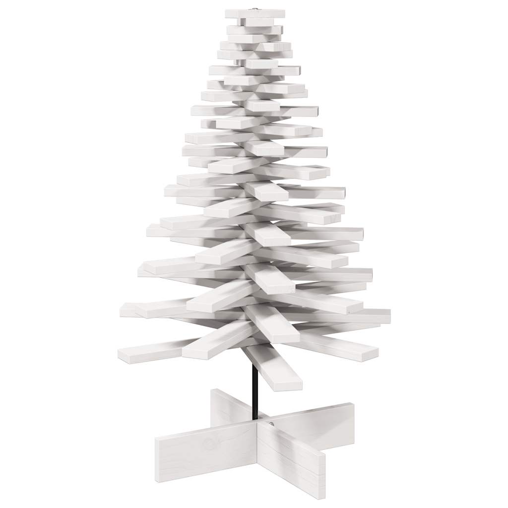 Albero di Natale Decorativo Bianco 100 cm in Legno di Pino 858205