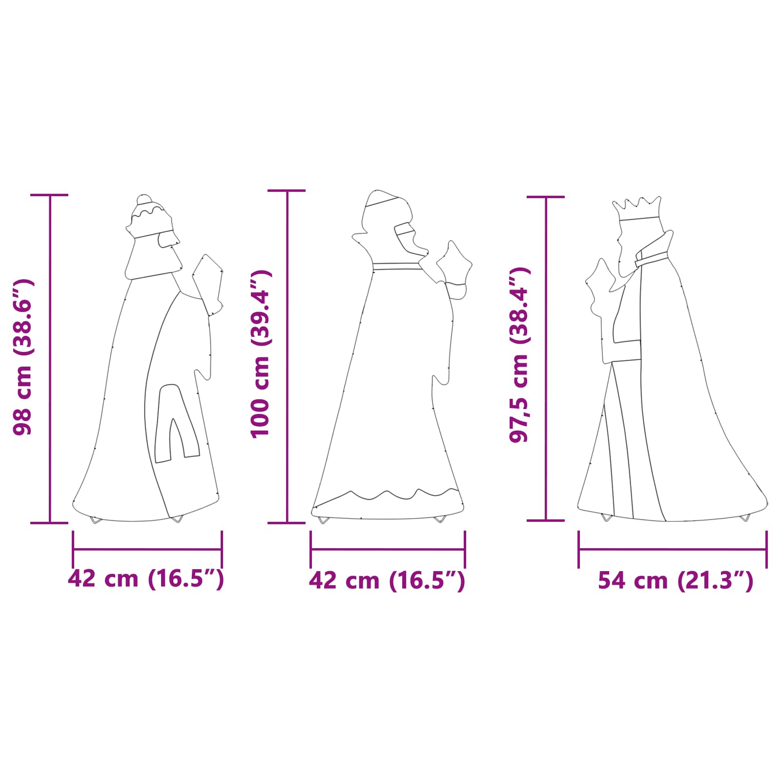 Illuminazione Natalizia 3 pcs Bianco caldo 105 cm Tessuto 4019490