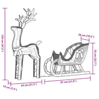 vidaXL Decorazione Natalizia Renna e Slitta 100 LED Bianco Caldo