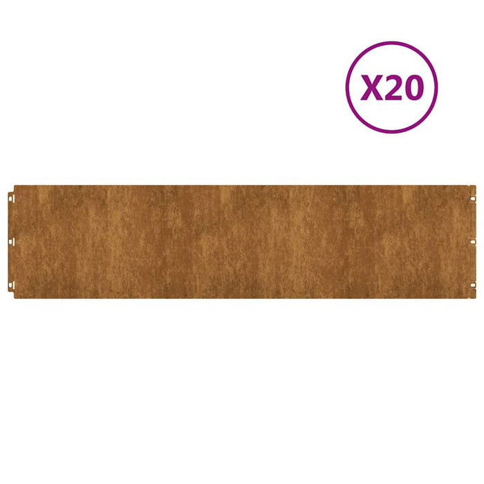 Bordure per Prato 20 pz 25x103 cm Flessibile Acciaio Corten 858325