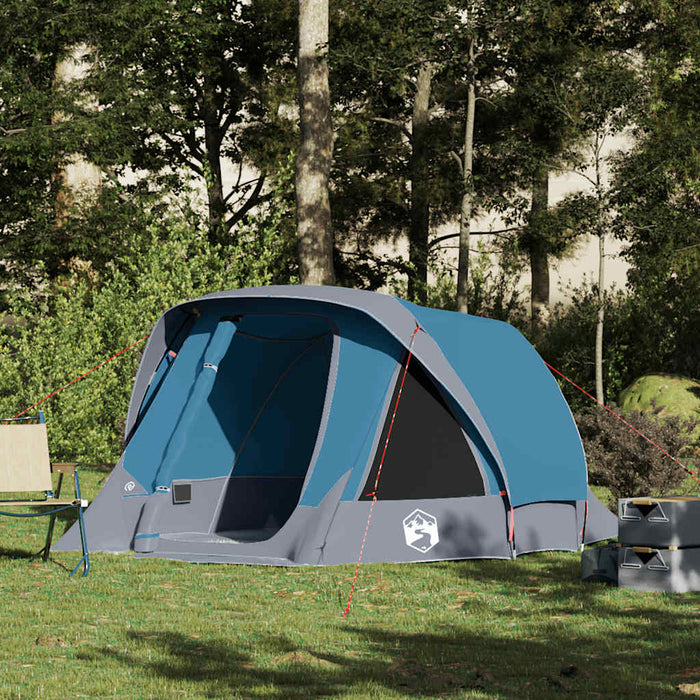 Tenda da Campeggio a Cabina per 4 Persone Blu Impermeabile