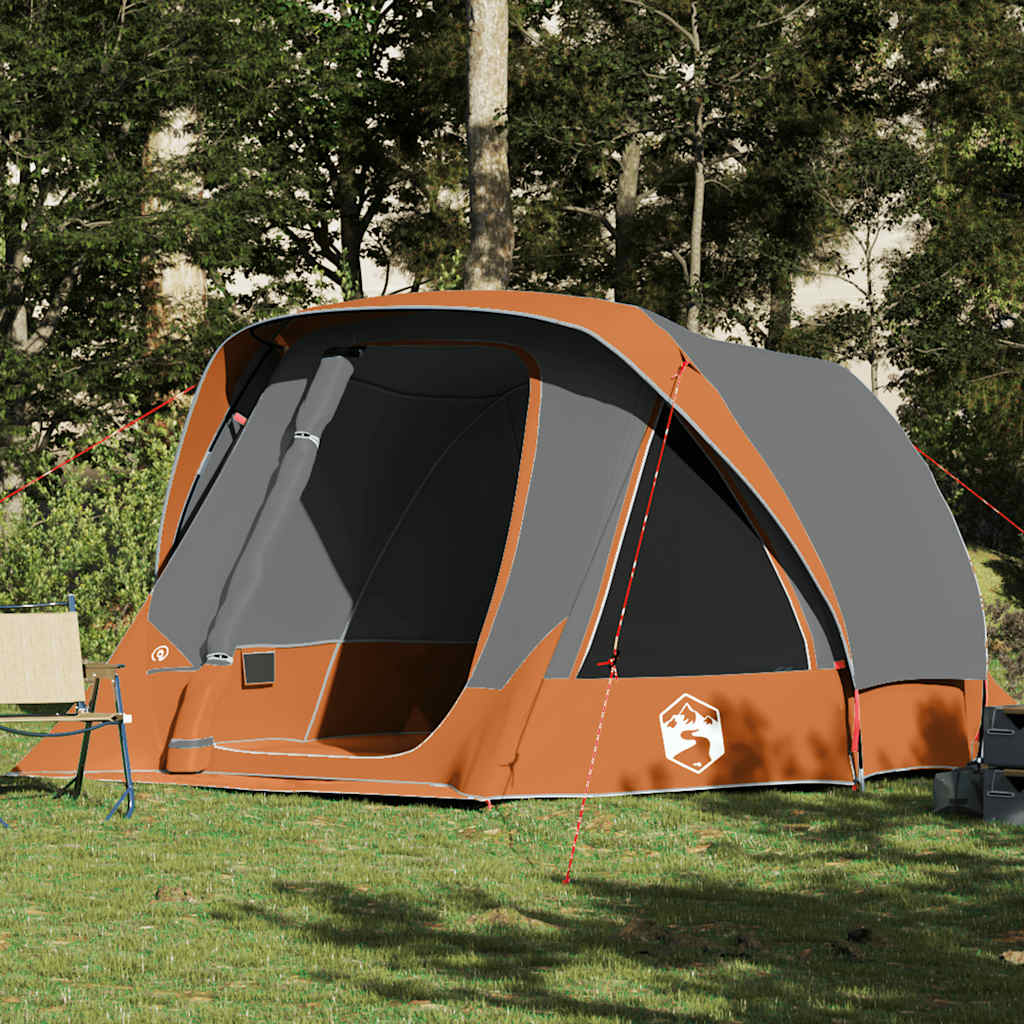 Tenda Familiare Cabina 6 Persone Grigia Arancione Impermeabile 4100669
