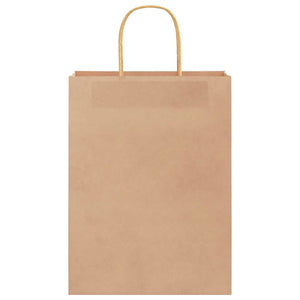 vidaXL Sacchetti di Carta 50 pz con Manici Marrone 26x12x35 cm