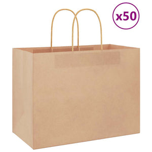 Sacchetti di Carta 50 pz con Manici Marrone 32x17x25 cm