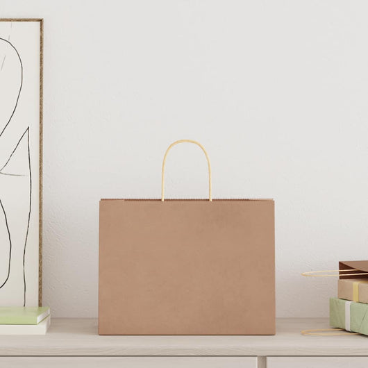 Sacchetti di Carta 50 pz con Manici Marrone 32x17x25 cm 4101579