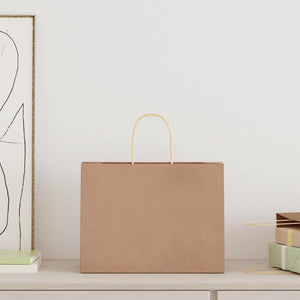 Sacchetti di Carta 50 pz con Manici Marrone 32x17x25 cm