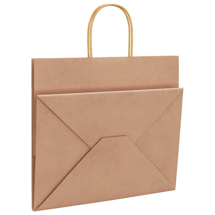 vidaXL Sacchetti di Carta 50 pz con Manici Marrone 32x22x28 cm
