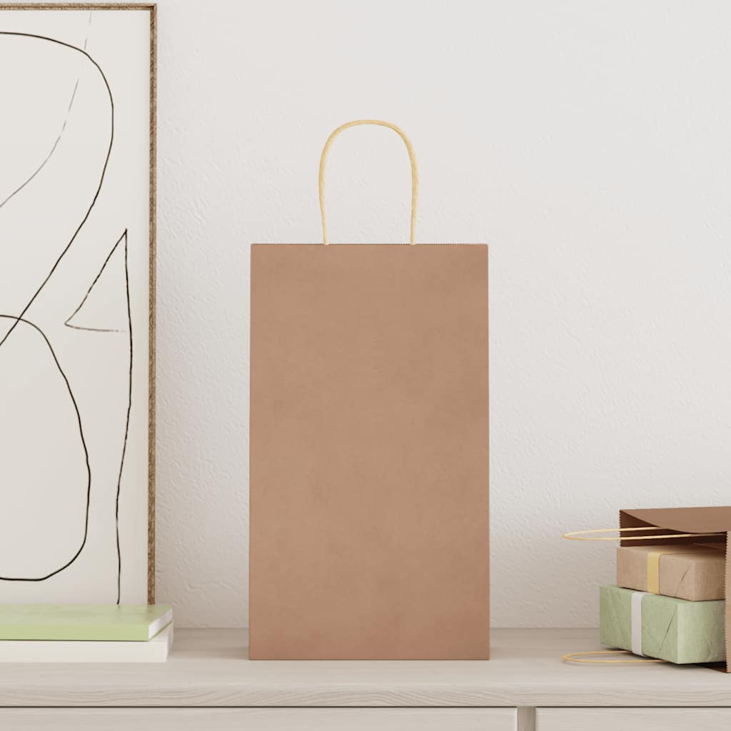 vidaXL Sacchetti di Carta 250 pz con Manici Marrone 21x11x36 cm
