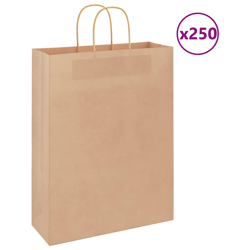 Sacchetti di Carta 250 pz con Manici Marrone 32x12x42 cm