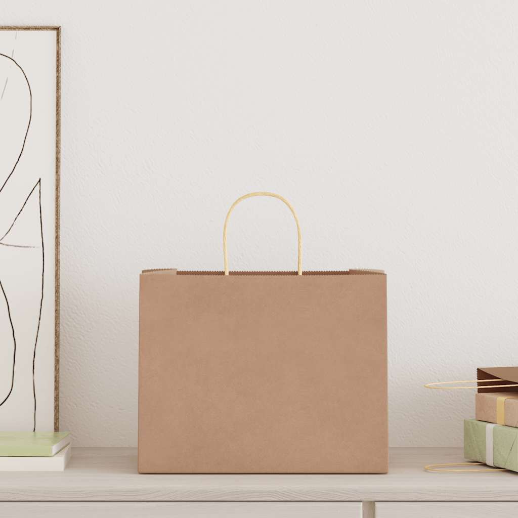 vidaXL Sacchetti di Carta 250 pz con Manici Marrone 32x22x24 cm