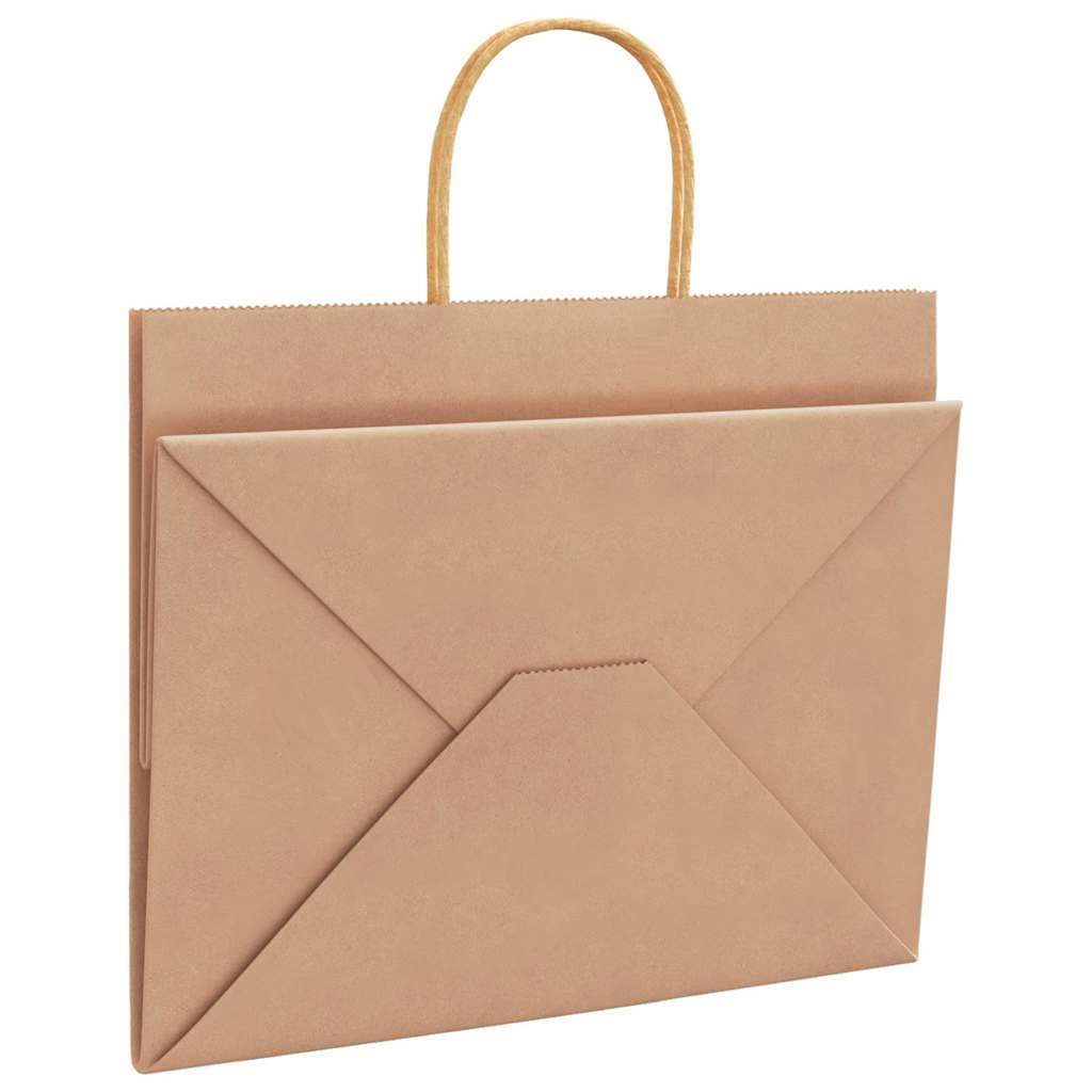 vidaXL Sacchetti di Carta 250 pz con Manici Marrone 32x22x24 cm