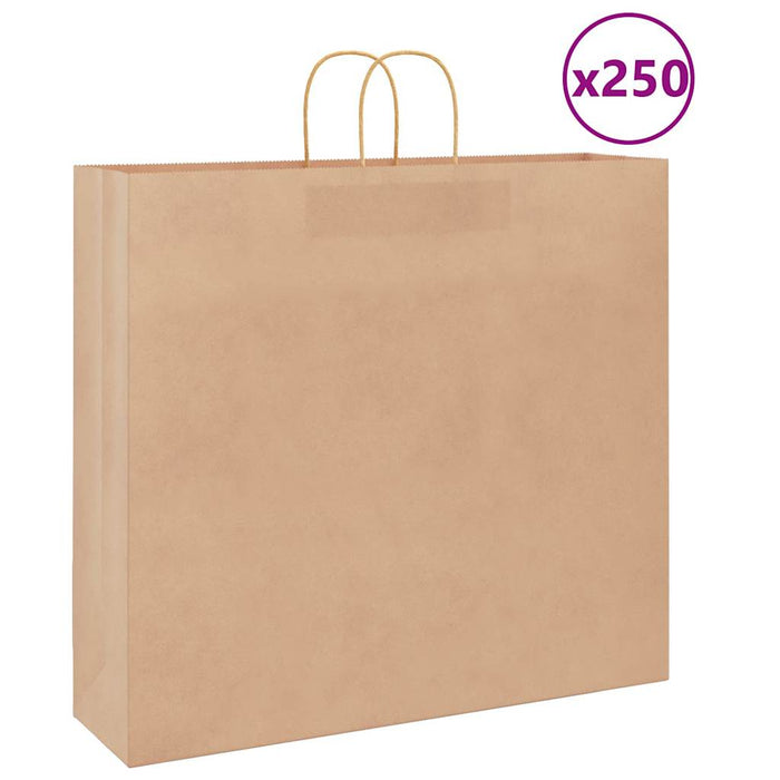 Sacchetti di Carta 250 pz con Manici Marrone 54x15x49 cm