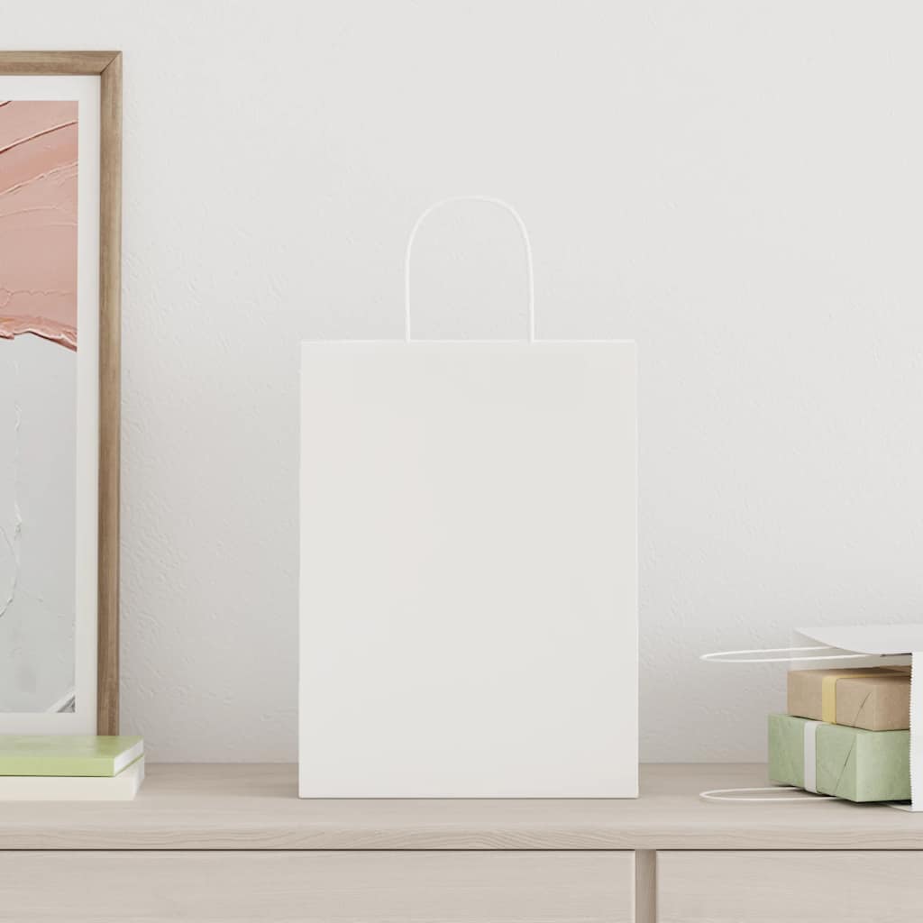 vidaXL Sacchetti di Carta 50 pz con Manici Bianchi 26x12x35 cm