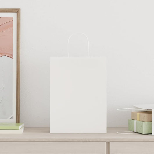 vidaXL Sacchetti di Carta 50 pz con Manici Bianchi 26x12x35 cm