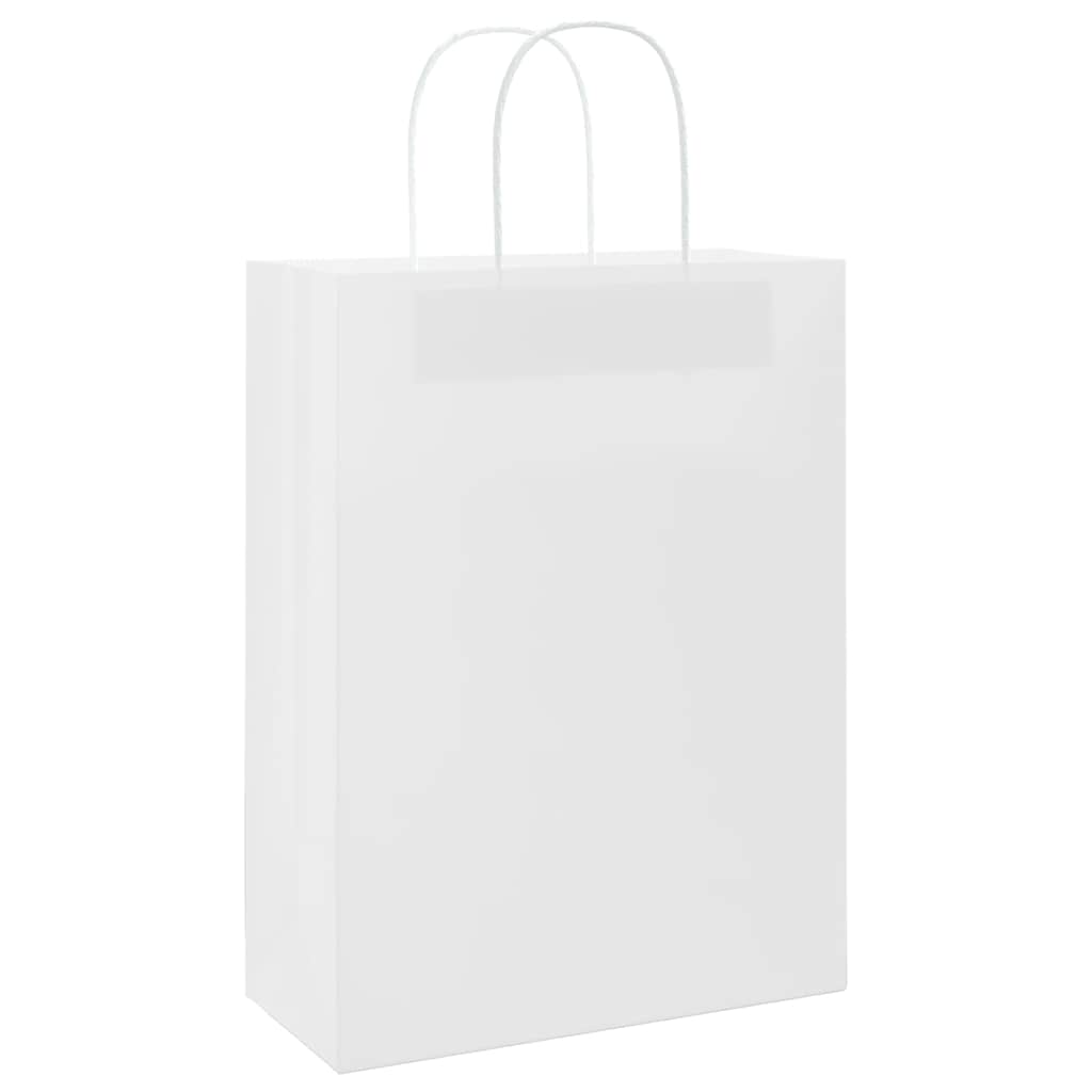 vidaXL Sacchetti di Carta 50 pz con Manici Bianchi 26x12x35 cm