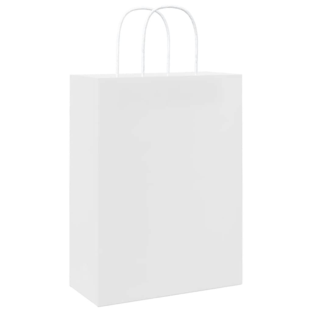 vidaXL Sacchetti di Carta 50 pz con Manici Bianchi 26x12x35 cm