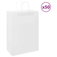Sacchetti di Carta 50 pz con Manici Bianchi 32x17x44 cm