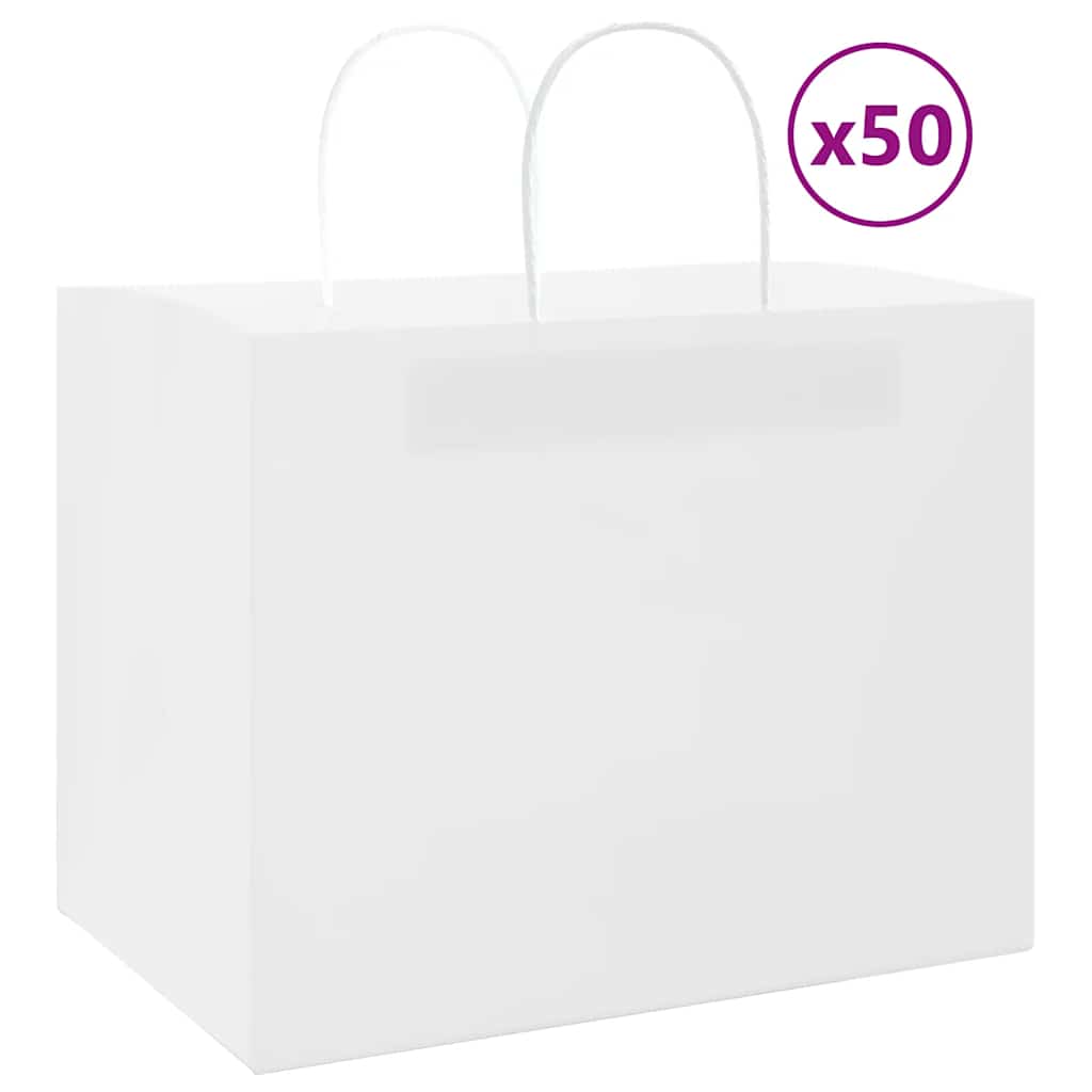 Sacchetti di Carta 50 pz con Manici Bianchi 32x22x24 cm