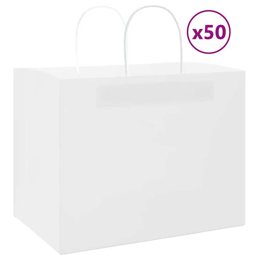 Sacchetti di Carta 50 pz con Manici Bianchi 32x22x24 cm